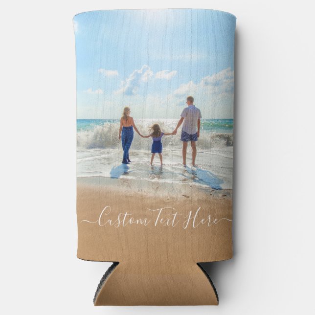 Custom Photo Can Coolers Personalised Text Name (Front)