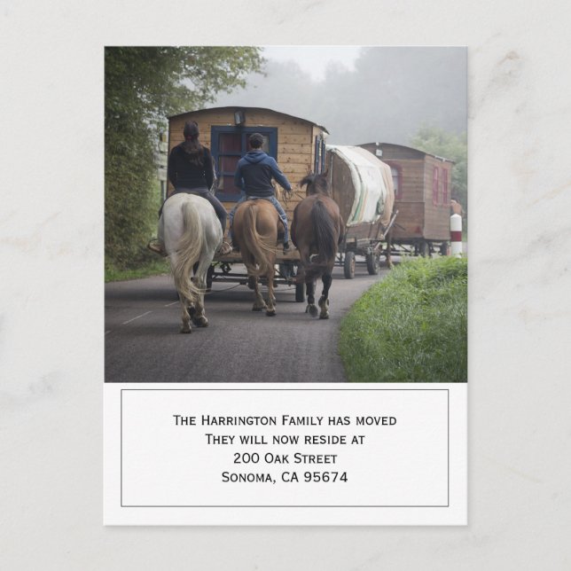 Custom Photo Caravan Riders On Horses Moving  Announcement Postcard (Front)
