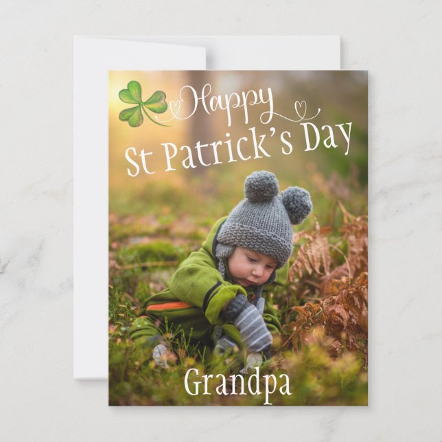 Custom Photo Card St Patrick's Day Uncle Shamrock (Front)