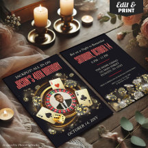 Custom Photo Casino Birthday Party Invite, Casino