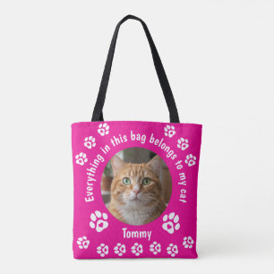 Custom Photo Cat Lover Tote Bag