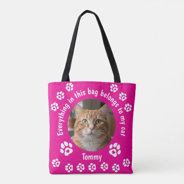Custom Photo Cat Lover Tote Bag (Back)
