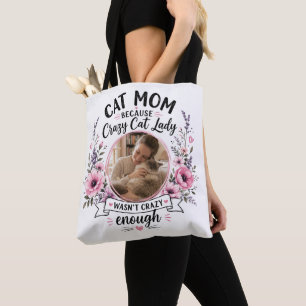 Custom Photo Cat Mum Floral Tote Bag