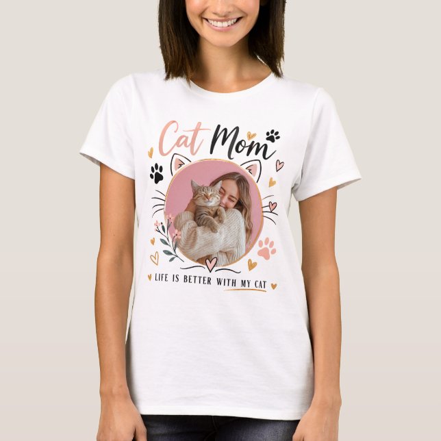 Custom Photo Cat Mum T-Shirt  (Front)