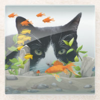 Custom Photo Cat Peering in Fish Tank Fun