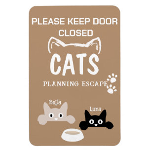 Custom Photo Cat Planning Escape Door Refrigerator Magnet