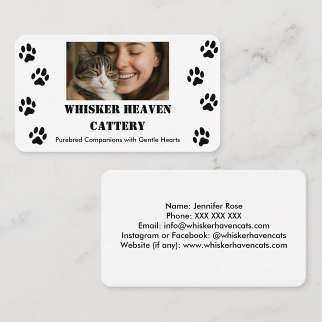 Custom Photo Cattery Business Card  (Front/Back)