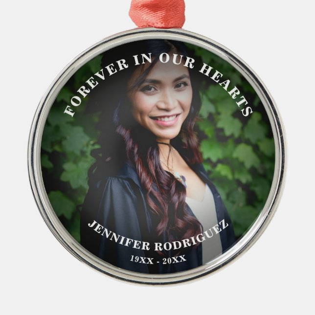 Custom Photo Celebration Of Life Death Remembrance Metal Tree Decoration (Front)