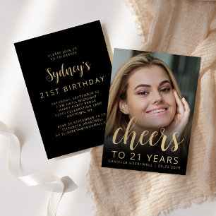 Custom Photo Cheers 21st Birthday Party Invitation