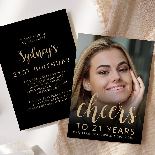 Custom Photo Cheers 21st Birthday Party Invitation (Creator Uploaded)