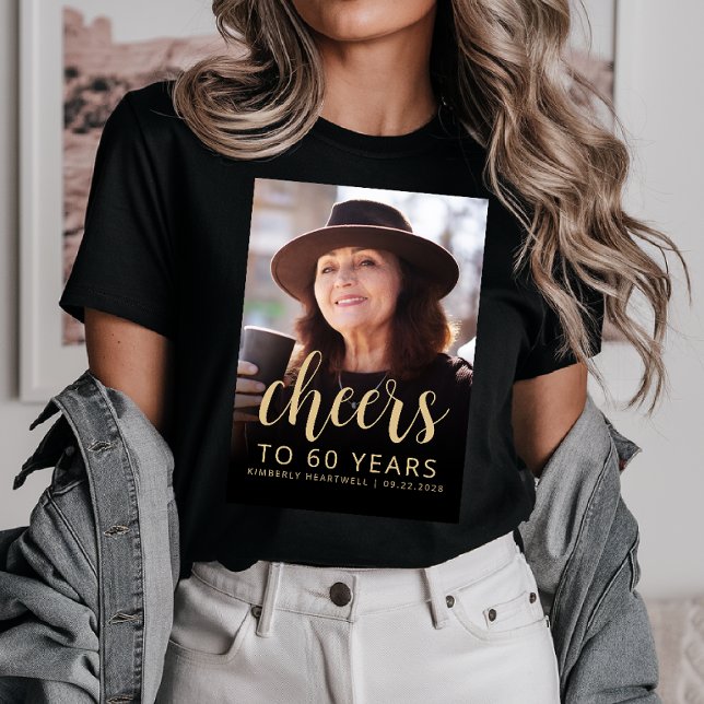Custom Photo Cheers 60th Birthday Party Tri-Blend Shirt (Creator Uploaded)