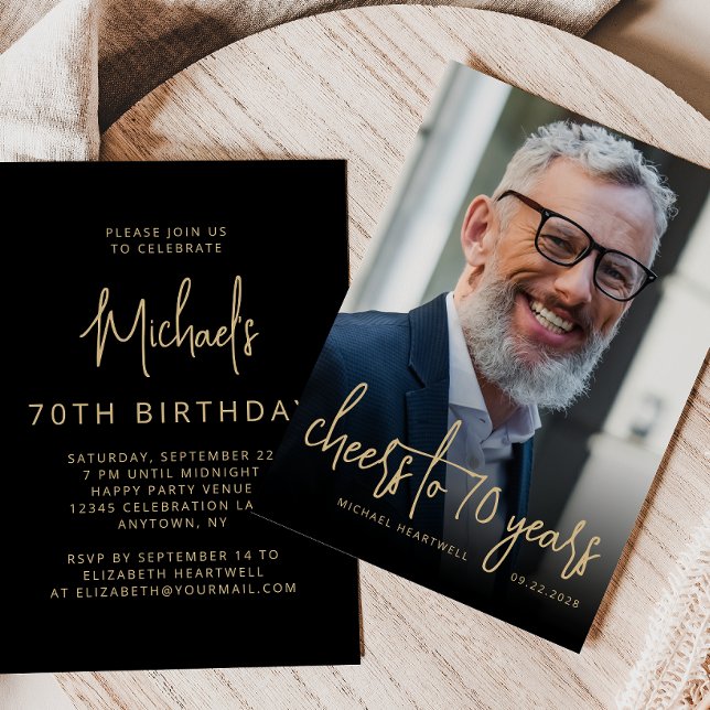 Custom Photo Cheers 70th Birthday Party Invitation (Creator Uploaded)