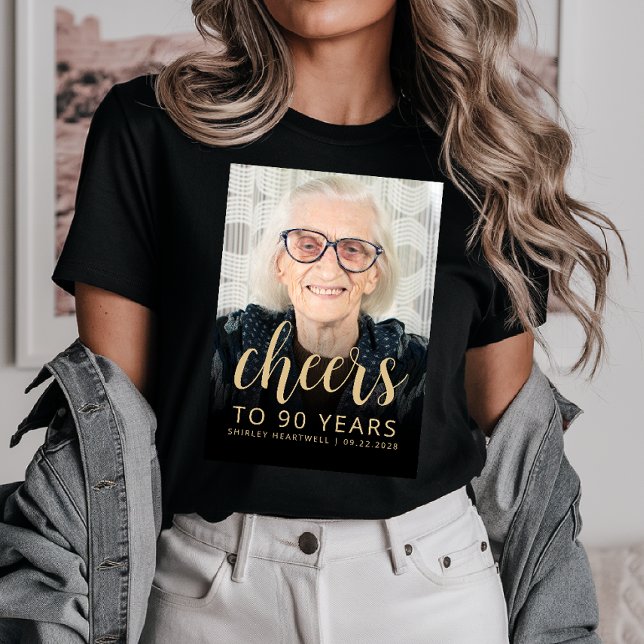 Custom Photo Cheers 90th Birthday Party Tri-Blend Shirt (Creator Uploaded)