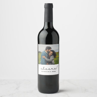 Custom Photo Cheers! Engagement Party Wine Label