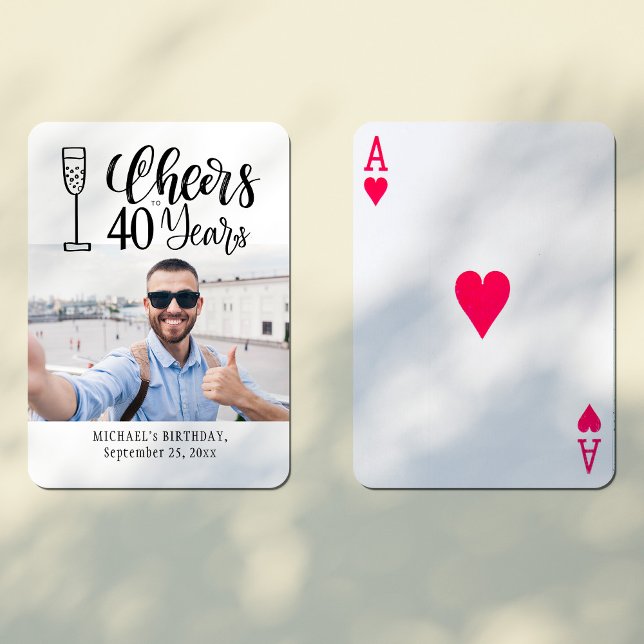 Custom photo cheers to 40 years birthday keepsake playing cards (Creator Uploaded)