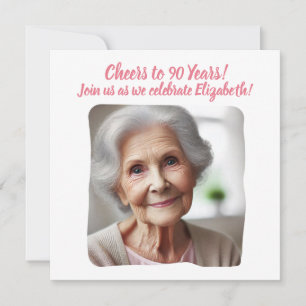 Custom Photo Cheers to 90 Years 90th Birthday Invitation