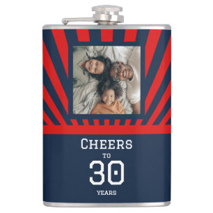Custom photo Cheers to any age - birthday Hip Flask