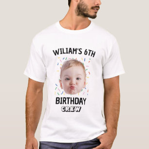 Custom Photo Child Birthday Crew  Any Age Name T-Shirt