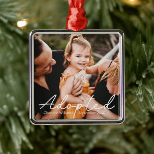 Custom Photo Children Adoption Announcement Metal Tree Decoration