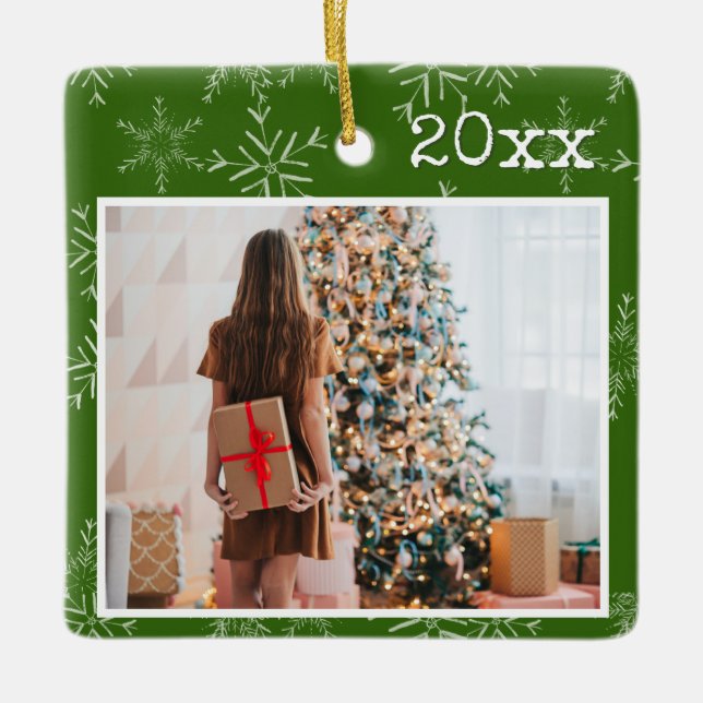 Custom Photo Christmas Ceramic Ornament (Front)