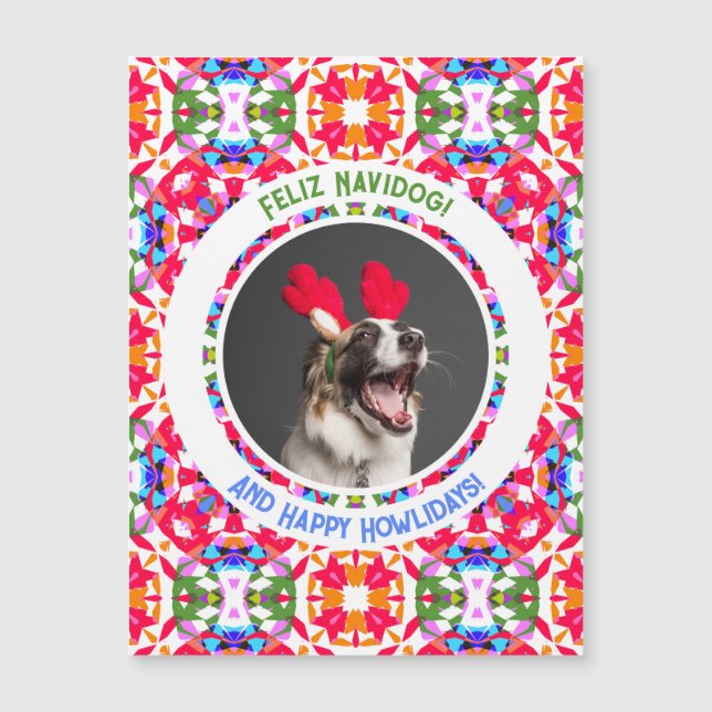 Custom Photo Christmas Dog Mom Dad Colorful Cards (Front)