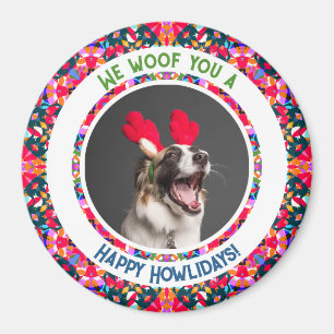 Custom Photo Christmas Dog Mom Mum Colourful Magnet