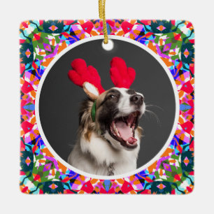 Custom Photo Christmas Dog Mom Mum Dad Colourful Ceramic Ornament