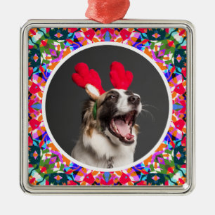 Custom Photo Christmas Dog Mom Mum Dad Colourful Metal Tree Decoration