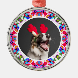 Custom Photo Christmas Dog Mom Mum Dad Colourful Metal Tree Decoration