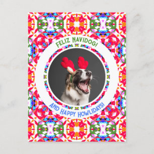 Custom Photo Christmas Dog Mom Mum Dad Colourful Postcard