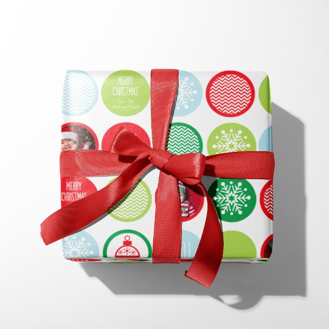Custom Photo Christmas Dots Gift Wrap (Creator Uploaded)