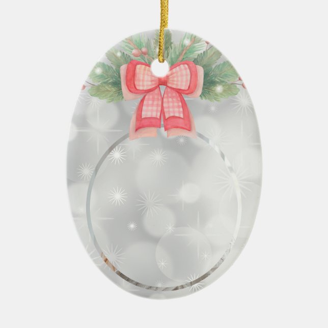 Custom Photo Christmas Garland  Ceramic Tree Decoration (Front)