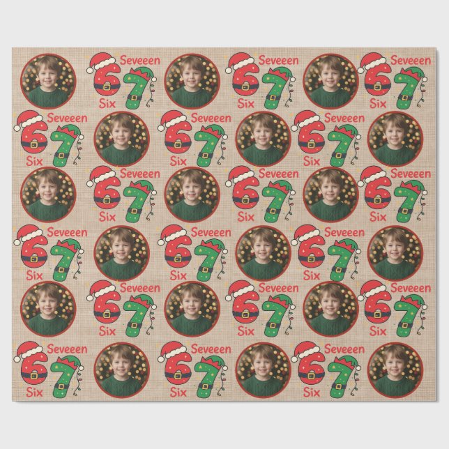 Custom Photo Christmas Gift Wrap 6-7 Trendy (Flat)