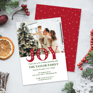custom Photo Christmas JOY Holiday Party Invitation