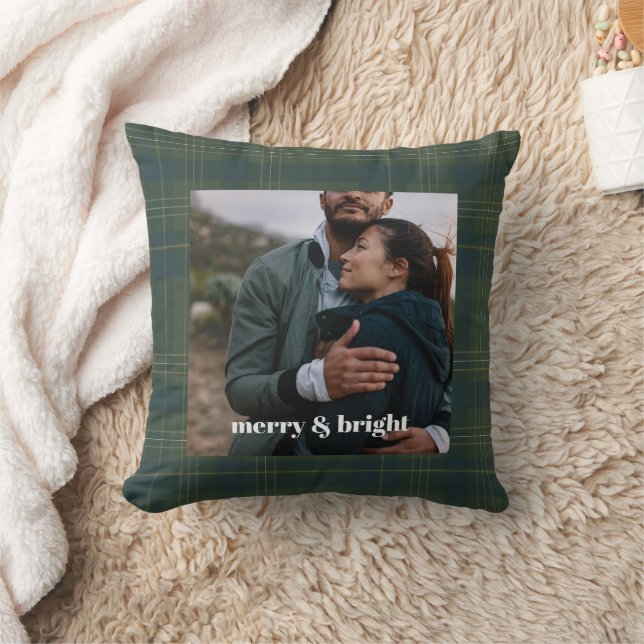 Custom Photo Christmas Merry & Bright | Modern Cushion (Blanket)