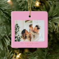Custom Photo Christmas Pink Orange Simple Family