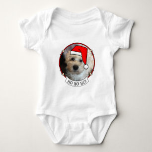 Custom Photo Christmas Santa Hat Pet HO HO HO Baby Bodysuit