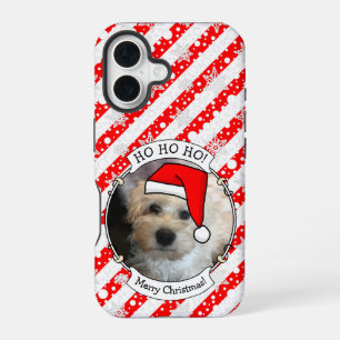 Custom Photo Christmas Santa Hat Pet HO HO HO iPhone 16 Case