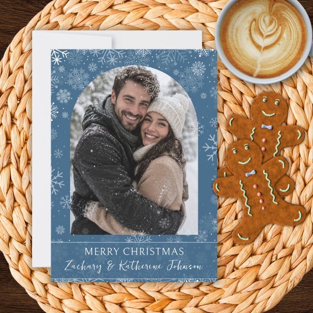 Custom Photo Christmas Snowflakes Card (Creator Uploaded)