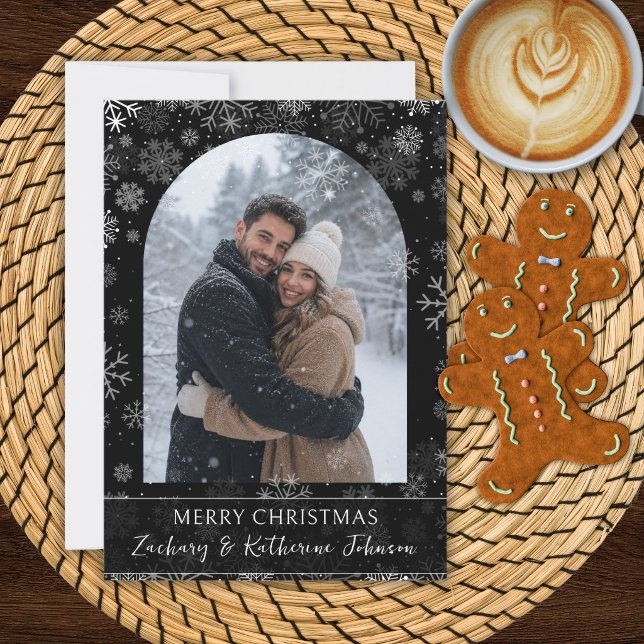 Custom Photo Christmas Snowflakes Card (Creator Uploaded)