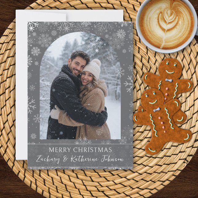 Custom Photo Christmas Snowflakes Card (Creator Uploaded)