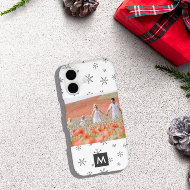 Custom Photo Christmas Snowflakes Monogram (Creator Uploaded)
