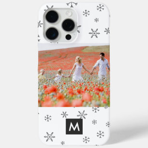 Custom Photo Christmas Snowflakes Monogram iPhone 15 Pro Max Case