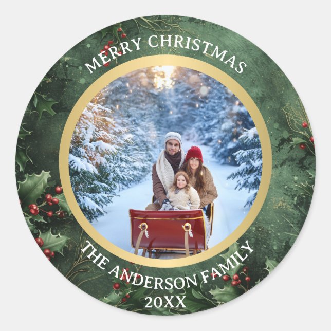 Custom Photo Christmas Sticker (Front)