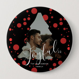 Custom Photo Christmas Tree black and red dots 10 Cm Round Badge