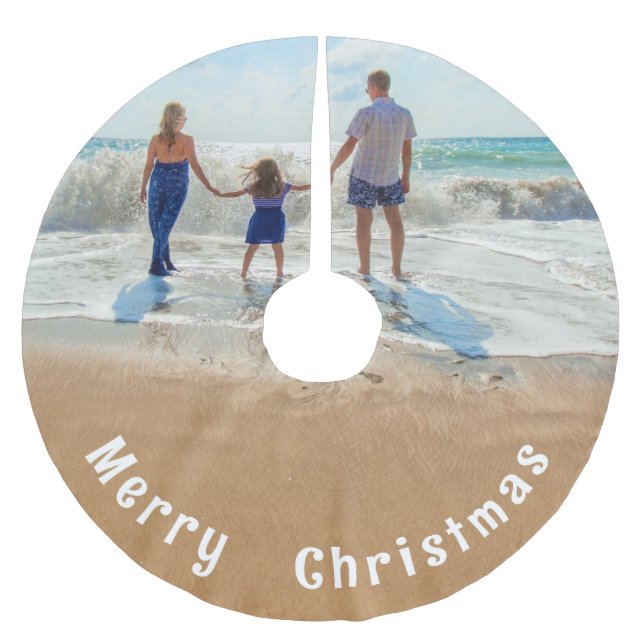 Custom Photo Christmas Tree Skirt with Your Photos (Front)