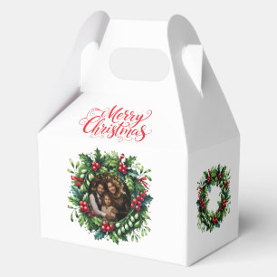 Custom Photo Christmas Wreath Favor Gift Box