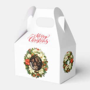 Custom Photo Christmas Wreath Favor Gift Box