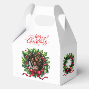 Custom Photo Christmas Wreath Favor Gift Box