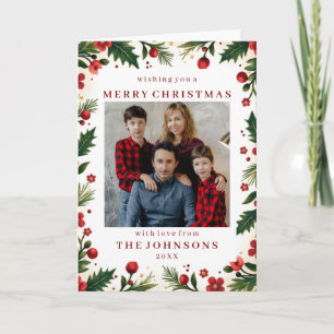 Custom Photo Classic Christmas Border Greeting Card